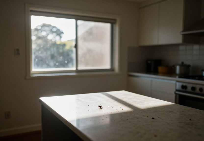 Redback spider nest under eaves in Banksia before treatment